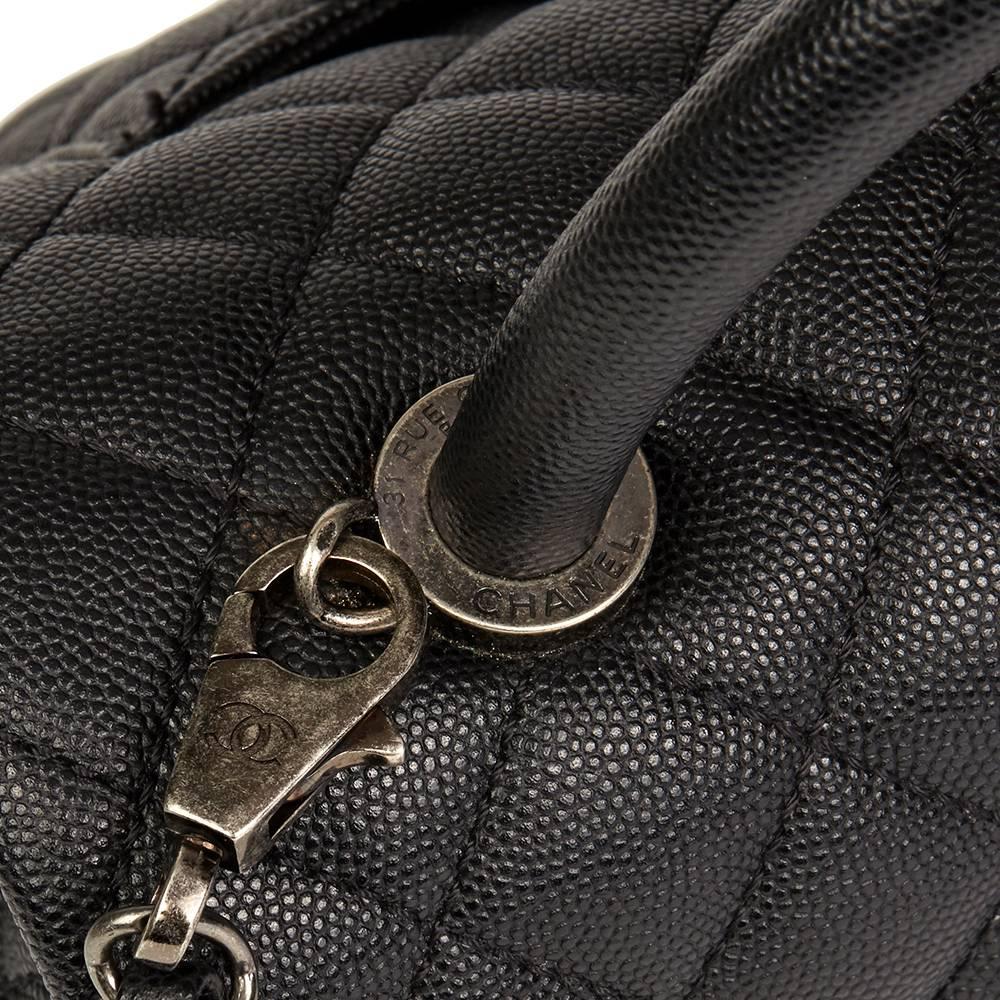Chanel Black Quilted Caviar Leather Medium Coco Handle  In Excellent Condition In Bishop's Stortford, Hertfordshire