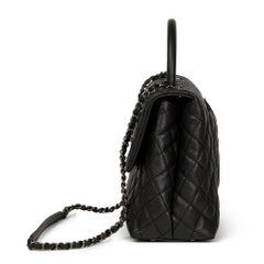 Chanel Black Quilted Caviar Leather Large Coco Handle