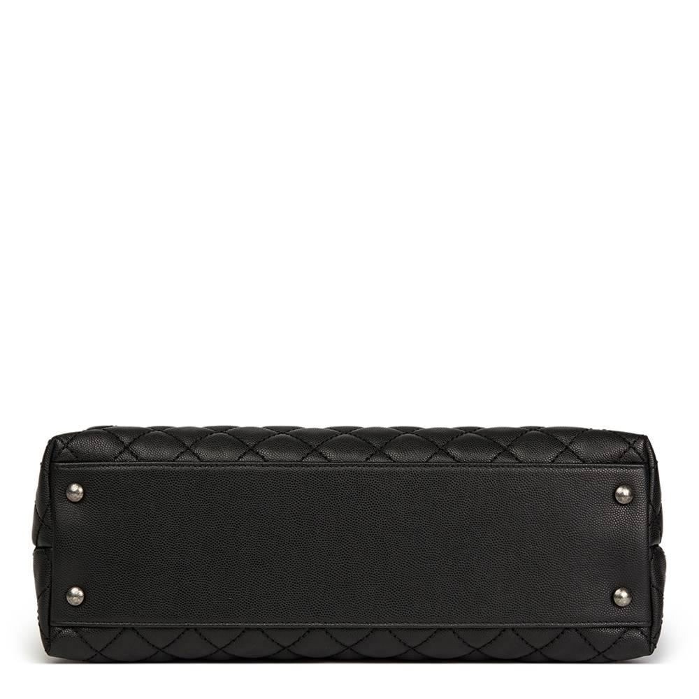 Chanel Black Quilted Caviar Leather Large Coco Handle In Excellent Condition In Bishop's Stortford, Hertfordshire