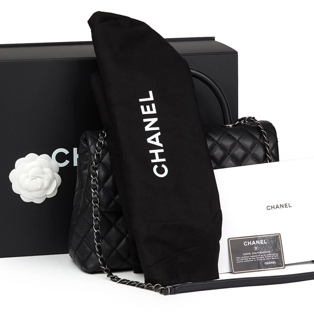 Chanel Black Quilted Caviar Leather Large Coco Handle 4