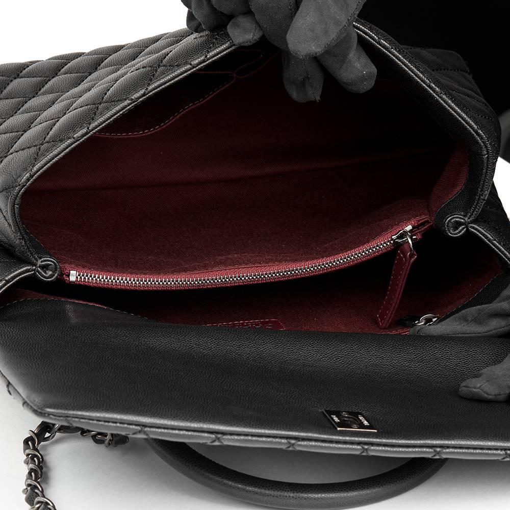 Chanel Black Quilted Caviar Leather Large Coco Handle 3