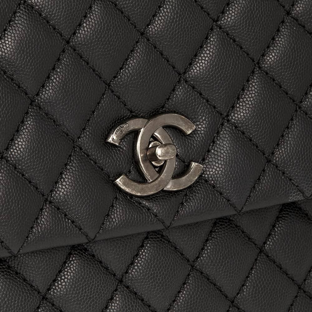 Women's Chanel Black Quilted Caviar Leather Large Coco Handle