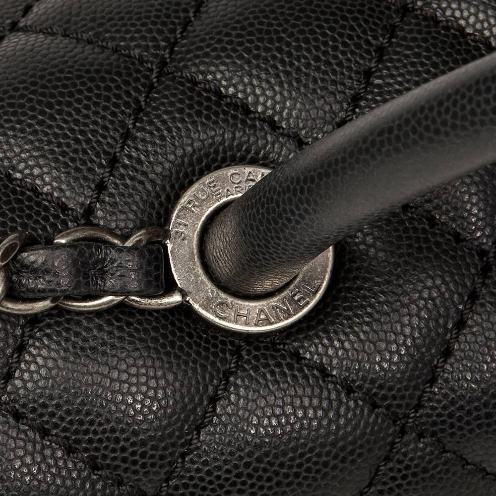 Chanel Black Quilted Caviar Leather Large Coco Handle 1