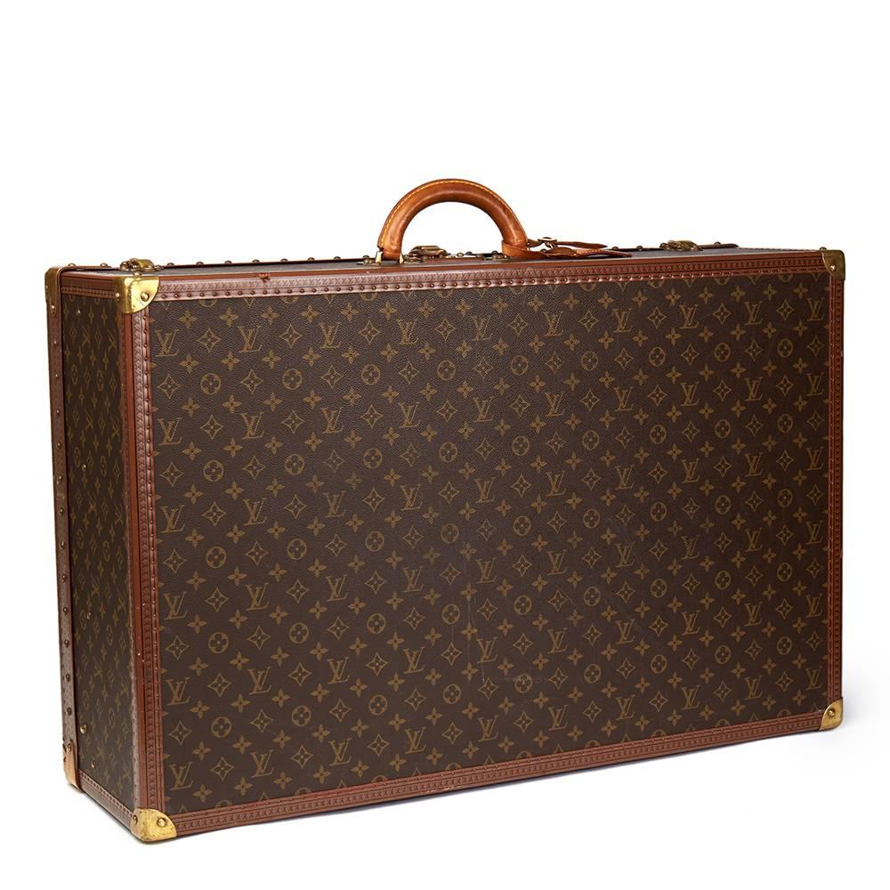Black Louis Vuitton Brown Monogram Coated Canvas Vintage Alzer Trunk, 1980s