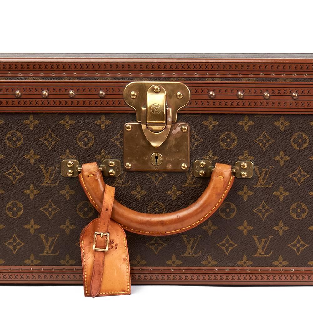 Louis Vuitton Brown Monogram Coated Canvas Vintage Alzer Trunk, 1980s In Good Condition In Bishop's Stortford, Hertfordshire