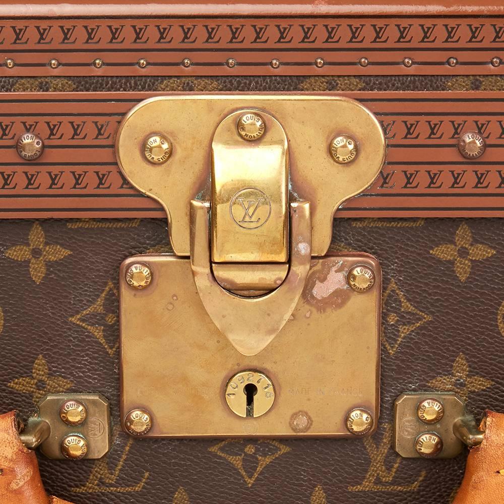 Women's or Men's Louis Vuitton Brown Monogram Coated Canvas Vintage Alzer Trunk, 1980s