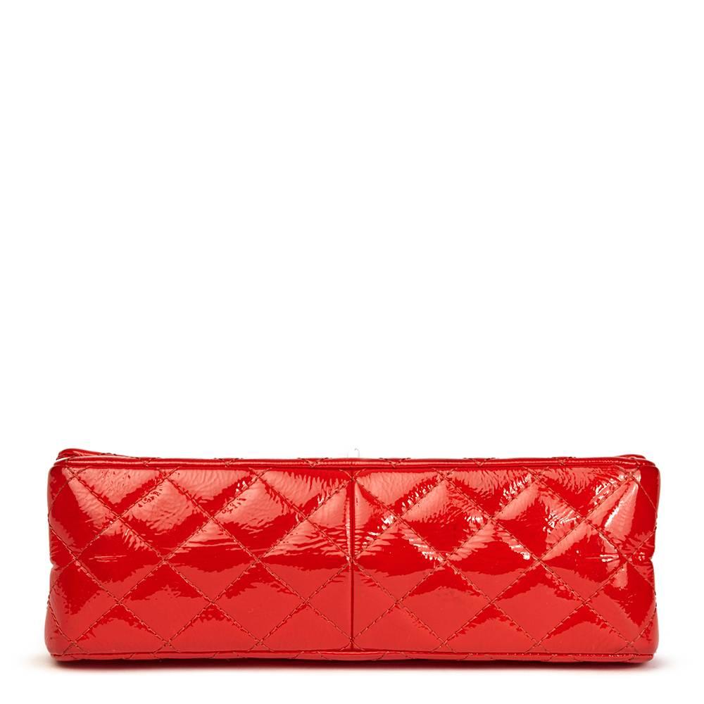 Red 2011 Chanel Coral Orange Patent Leather 2.55 Reissue 226 Double Flap Bag 