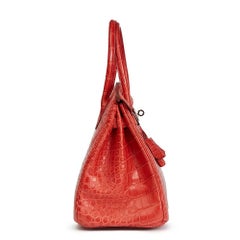 Hermes Rouge Indienne Matte Alligator Leather Birkin 30cm