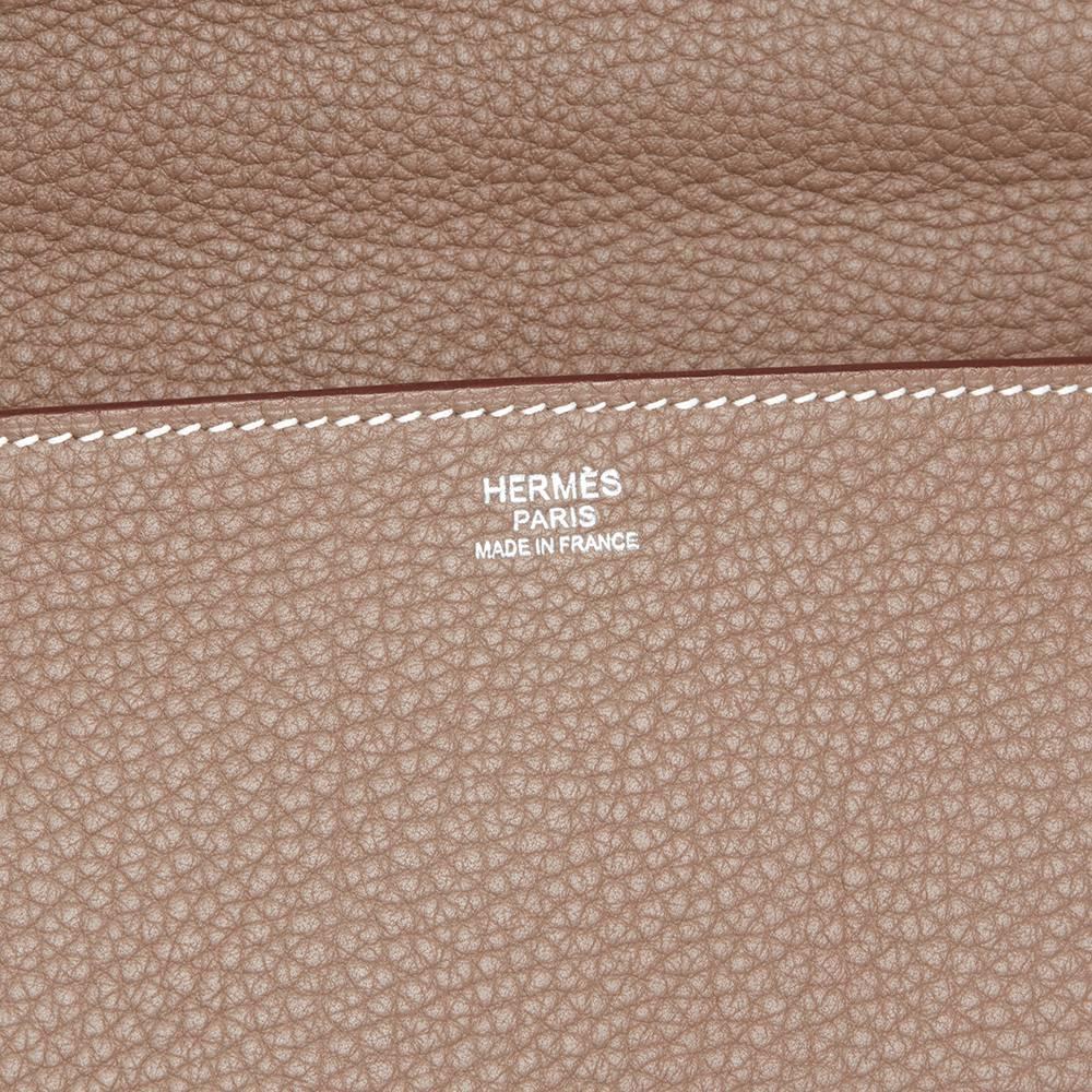 Brown Hermes Etoupe Fjord Leather & Hunter Calfskin Leather Etriviere II 