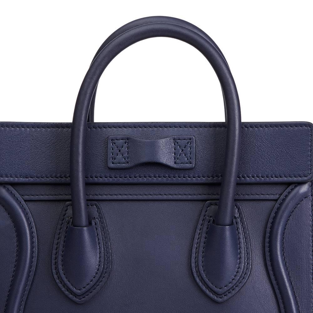 Hermes Ink Blue Smooth Calfskin Leather Nano Luggage Tote  2
