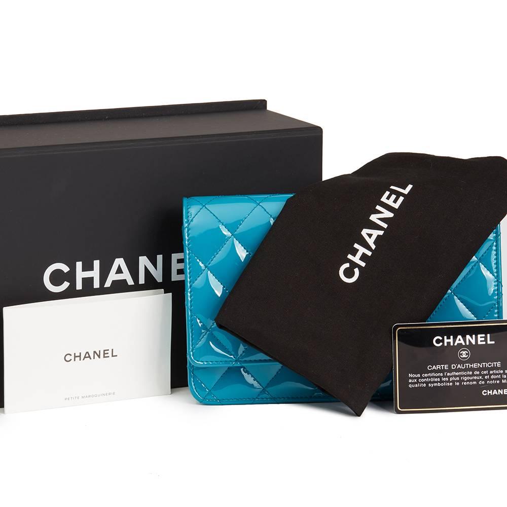 2015 Chanel Turquoise Quilted Patent Leather Reissue Wallet-On-Chain WOC 1