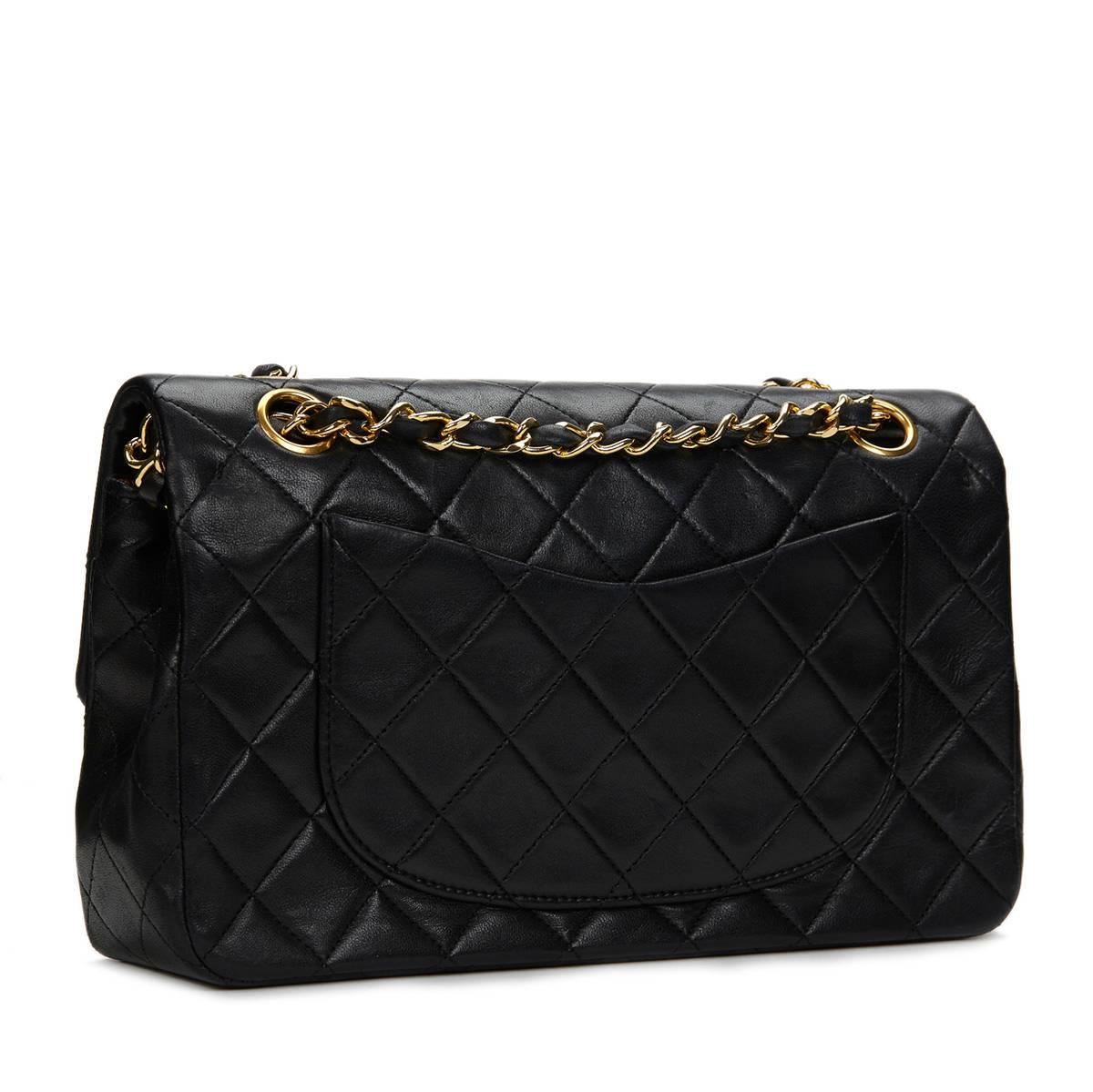 Chanel Black Quilted Lambskin Vintage Small Classic Double Flap Bag  In Good Condition In Bishop's Stortford, Hertfordshire