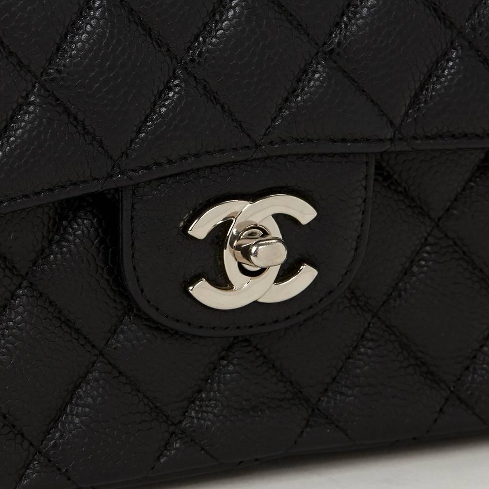 Chanel Black Quilted Caviar Leather Small Classic Double Flap Bag  2