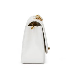 Chanel White Quilted Lambskin Vintage Small Diana Classic Single Flap Bag