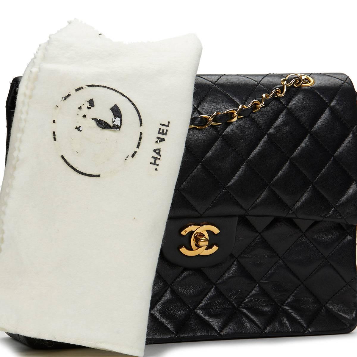 Chanel Black Quilted Lambskin Vintage Medium Tall Classic Double Flap Bag  5