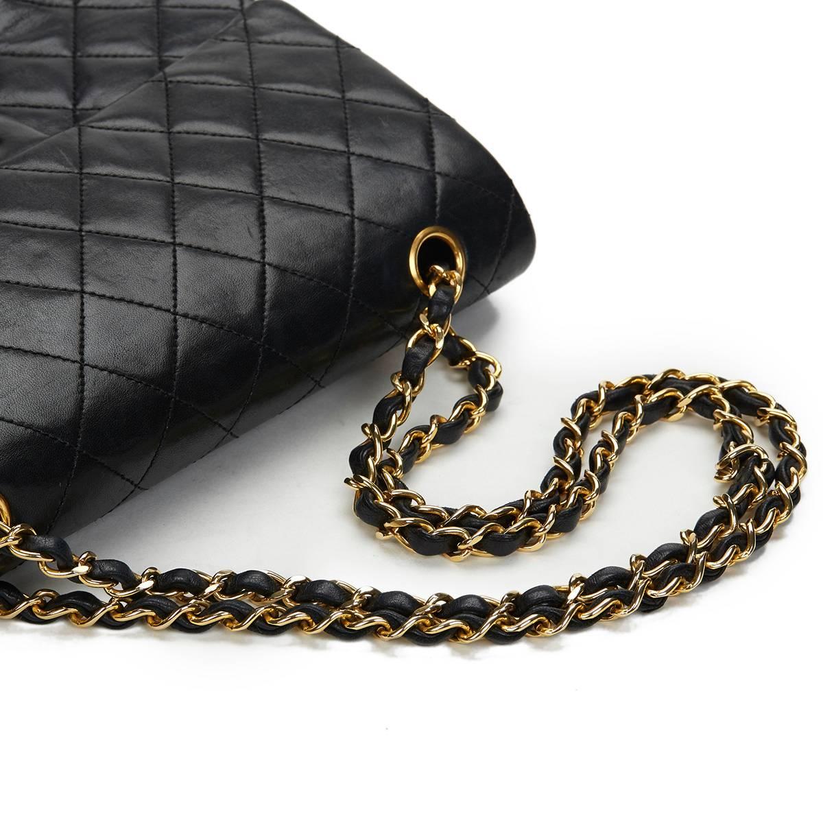 Chanel Black Quilted Lambskin Vintage Medium Tall Classic Double Flap Bag  4