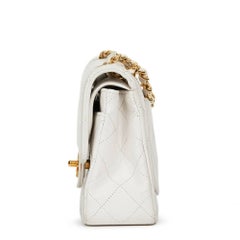 Chanel White Quilted Lambskin Vintage Small Classic Double Flap Bag
