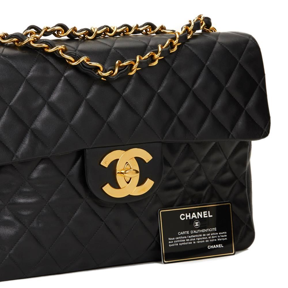 Chanel Black Quilted Lambskin Vintage Maxi Jumbo XL Flap Bag  5