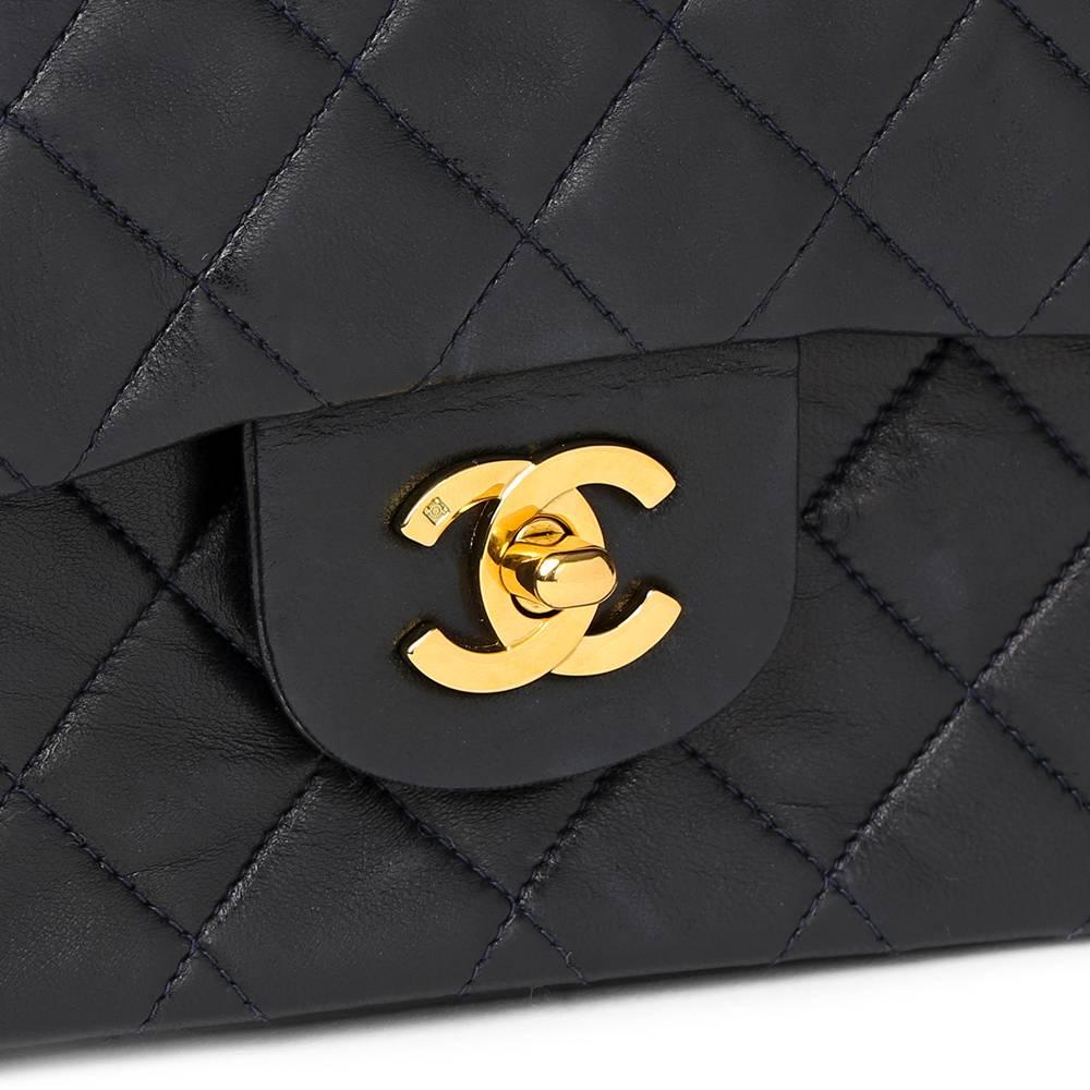 chanel lambskin quilted small double flap navy