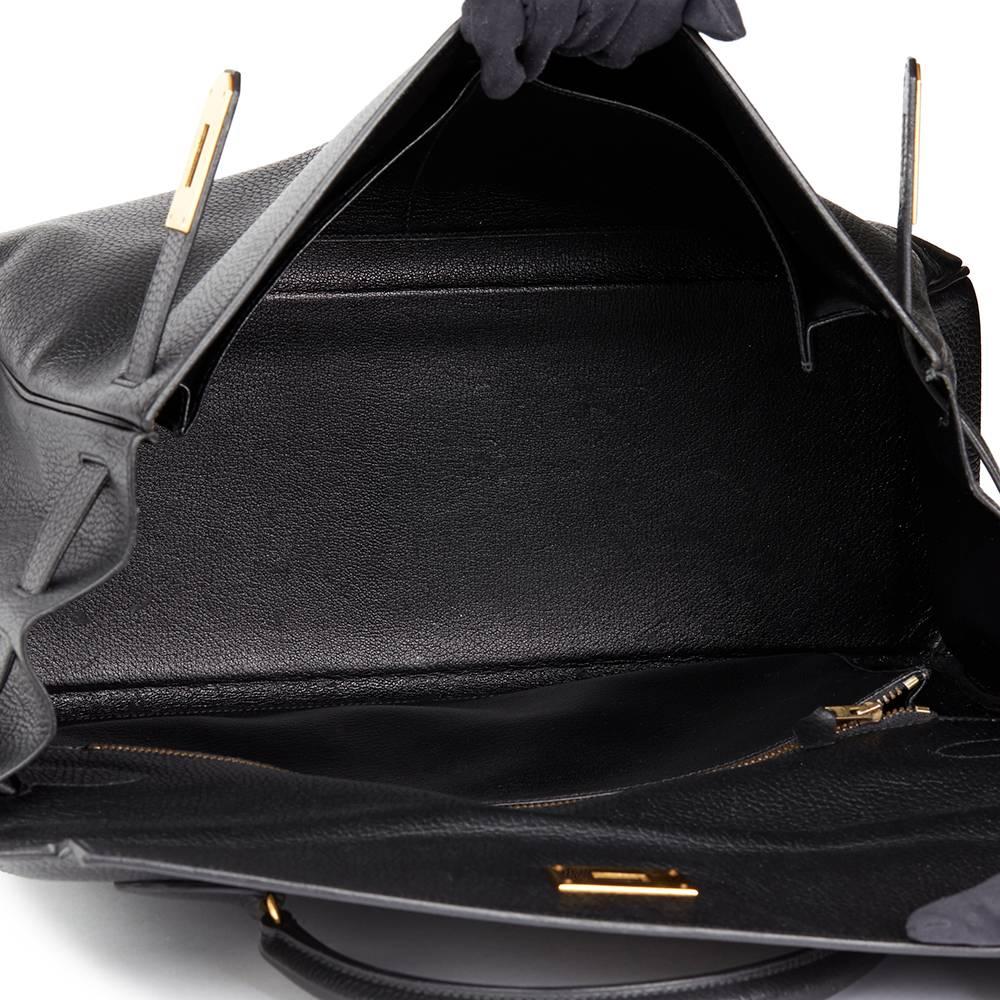 Hermes Black Ardennes Leather Vintage Kelly 40cm Retourne 2
