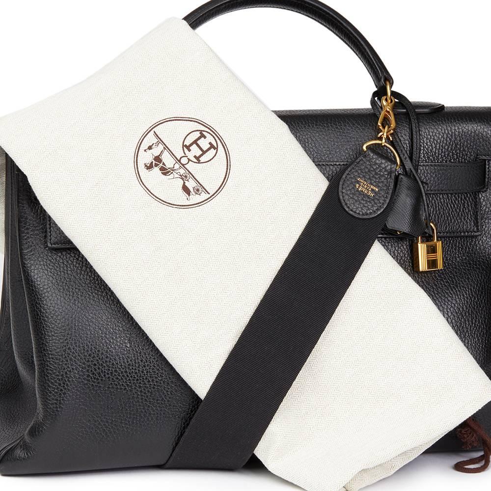 Hermes Black Ardennes Leather Vintage Kelly 40cm Retourne 3