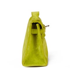 Hermes Vert Anis Veau Doblis Suede Kelly Pochette