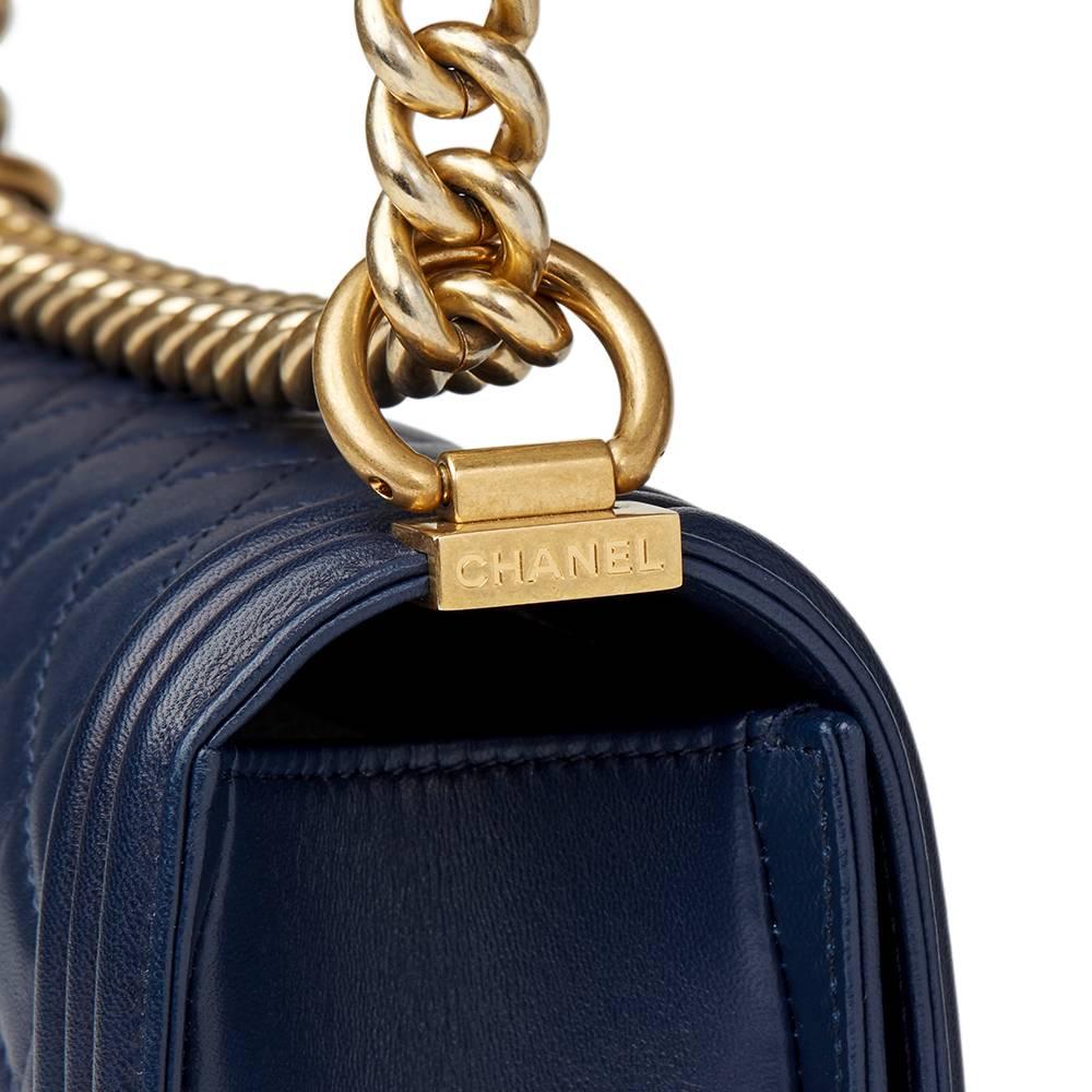 Chanel Navy Quilted Lambskin Medium Le Boy Bag  1