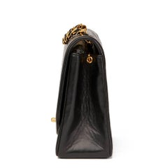 1990s Chanel Black Quilted Lambskin Vintage Medium Diana Classic Single Flap Bag