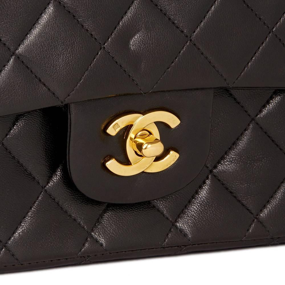 Chanel Black Quilted Lambskin Vintage Medium Classic Double Flap Bag  In Good Condition In Bishop's Stortford, Hertfordshire