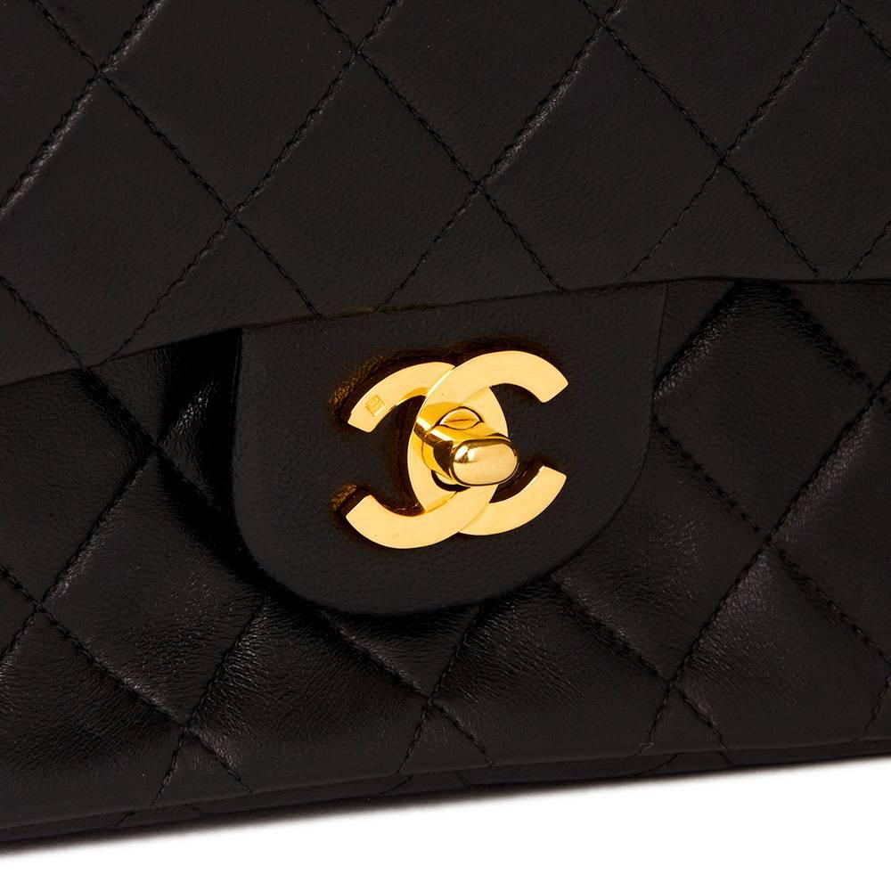 Chanel Black Quilted Lambskin Vintage Small Classic Double Flap Bag  2