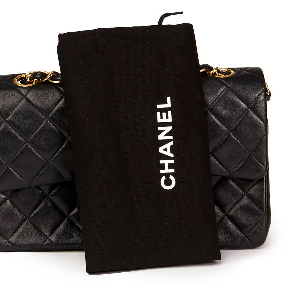 Chanel Black Quilted Lambskin Vintage Small Classic Double Flap Bag  6