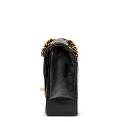 Chanel Black Chevron Quilted Lambskin Vintage Classic Single Flap Bag