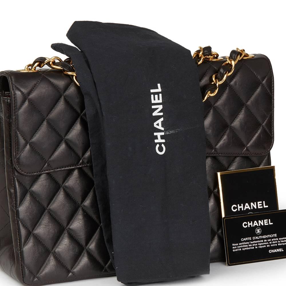 Chanel Black Quilted Lambskin Vintage Jumbo XL Flap Bag  4