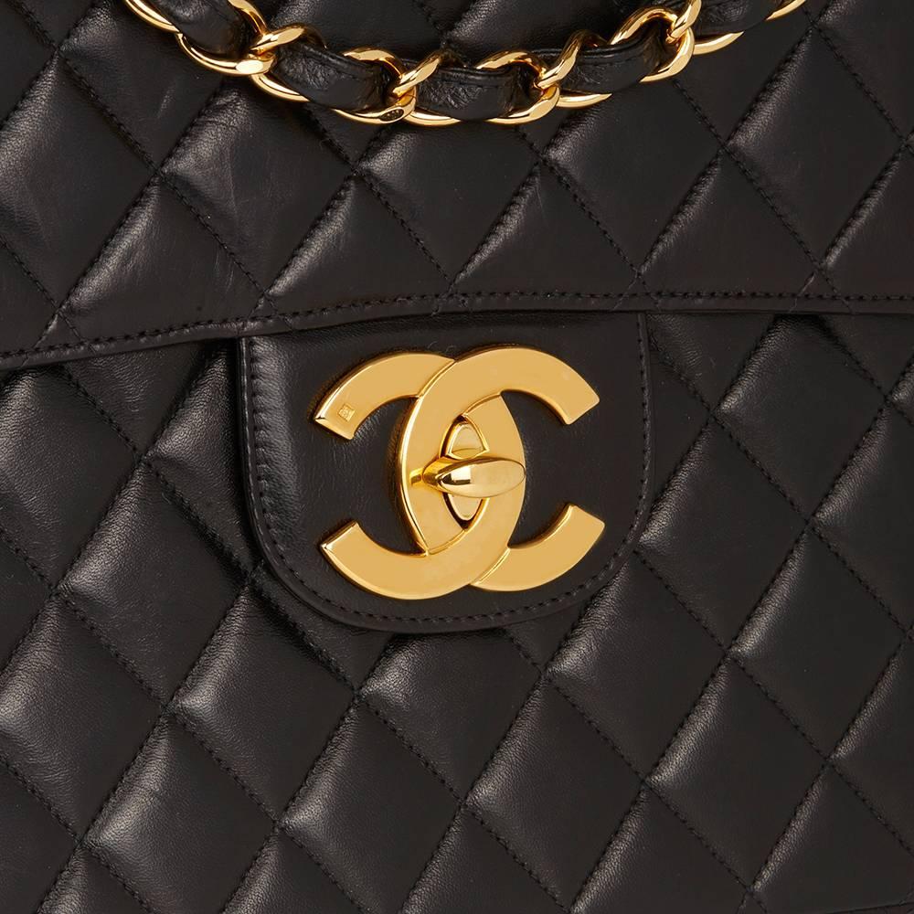 Women's Chanel Black Quilted Lambskin Vintage Jumbo XL Flap Bag 