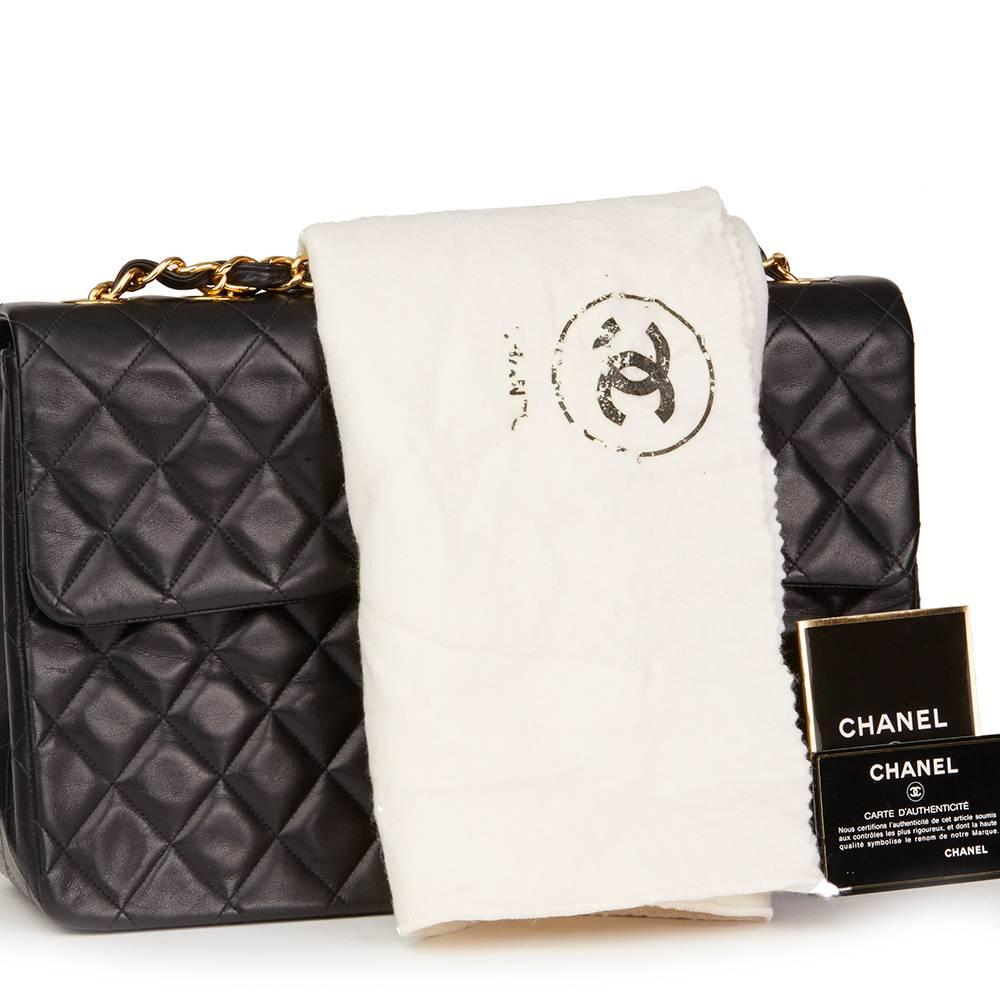 Chanel Black Quilted Lambskin Vintage Maxi Jumbo XL Flap Bag  5
