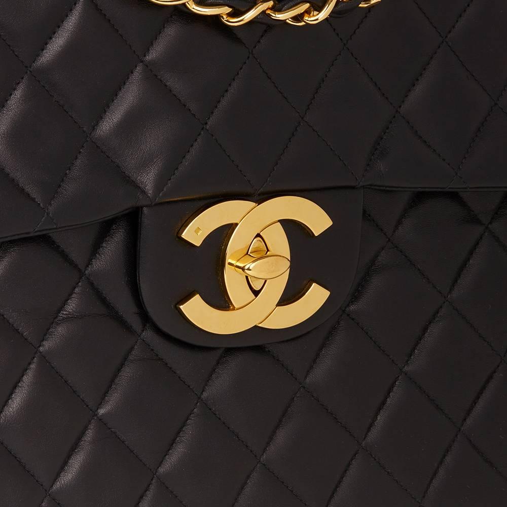 Chanel Black Quilted Lambskin Vintage Maxi Jumbo XL Flap Bag  1