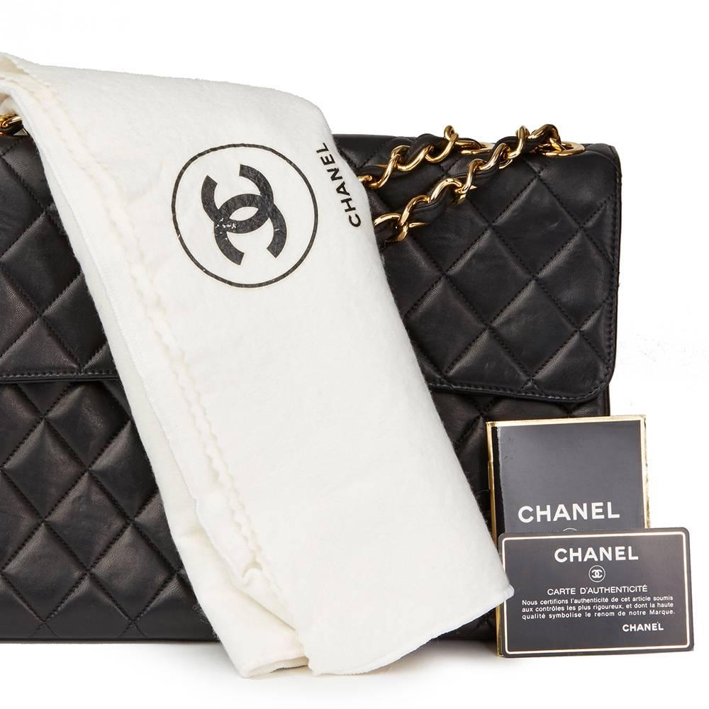 Chanel Black Quilted Lambskin Vintage Jumbo XL Flap Bag 2