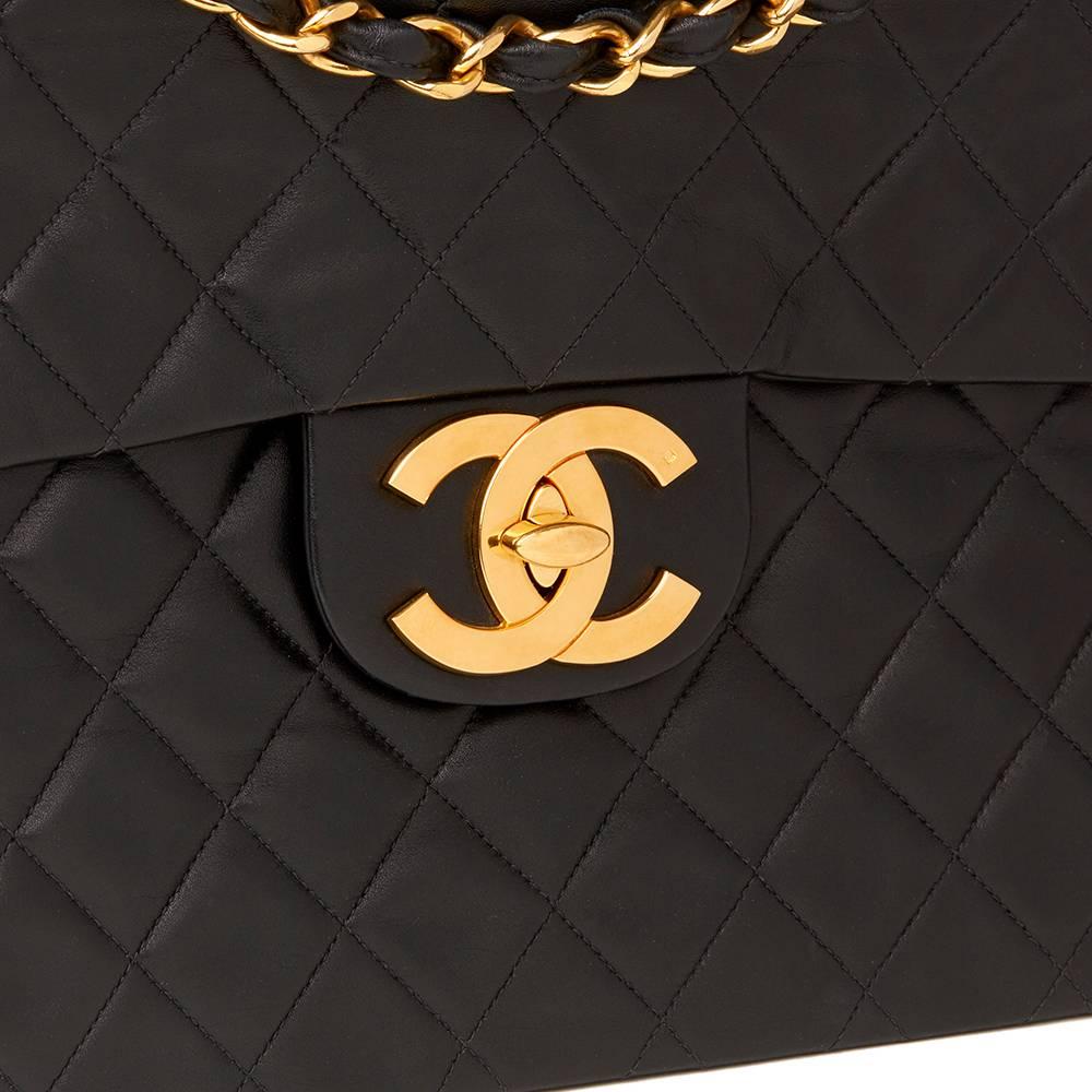 Chanel Black Quilted Lambskin Vintage Maxi Jumbo XL Flap Bag  In Excellent Condition In Bishop's Stortford, Hertfordshire
