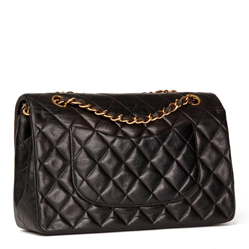 Women's Chanel Black Quilted Lambskin Vintage Medium Classic Double Flap Bag