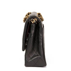 Chanel 1980s Black Quilted Lambskin Vintage Medium Classic Double Flap Bag