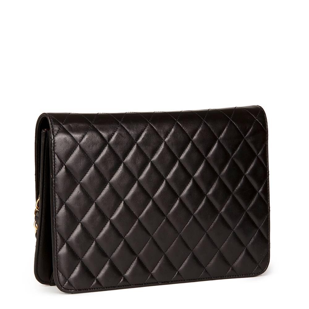 Women's Chanel 1990s Black Quilted Lambskin Vintage Classic Single Flap Bag