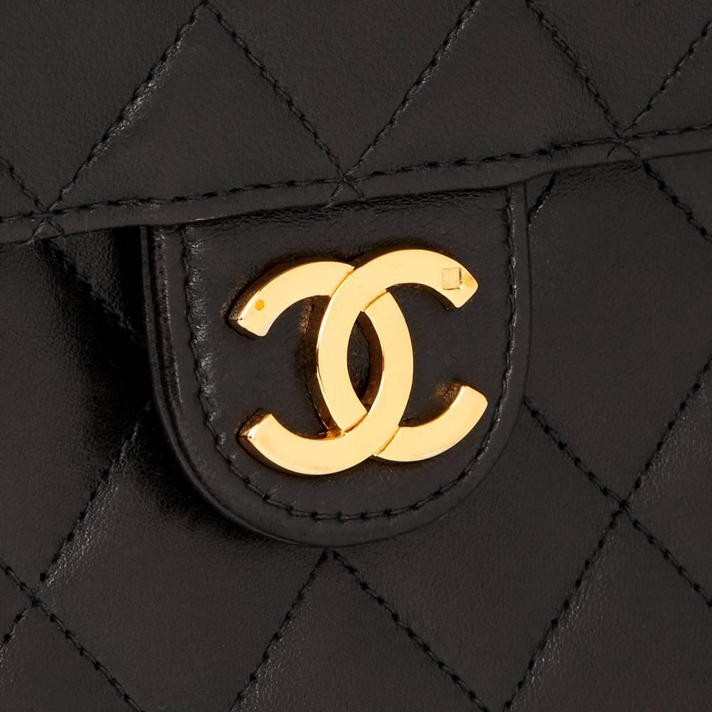 Chanel 1990s Black Quilted Lambskin Vintage Classic Single Flap Bag 2