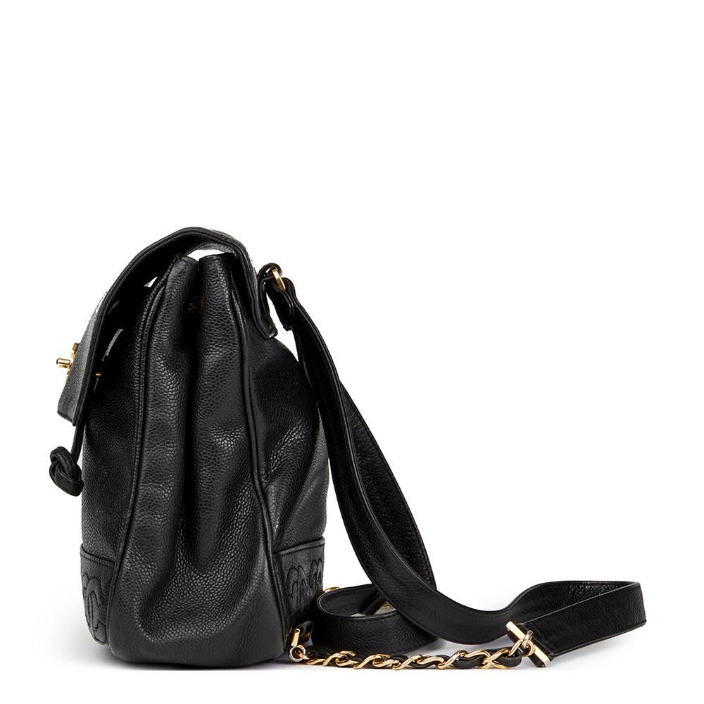 CHANEL
Black Caviar Leather Vintage Timeless Backpack

This CHANEL Timeless Backpack is in Very Good Pre-Owned Condition. Circa 1995. Primarily made from Caviar Leather complimented by Gold (24k Plated) hardware. Our  reference is HB1558 should you