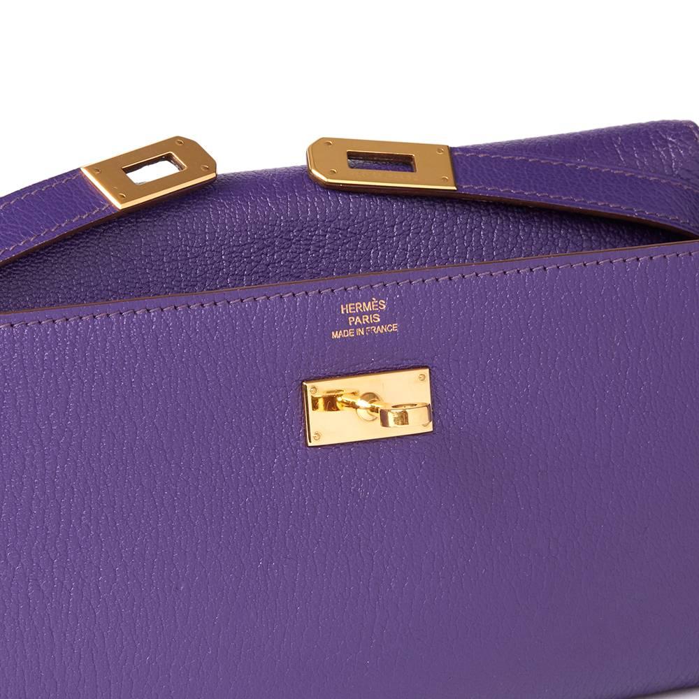 2010 Hermes Violet Chevre Mysore Leather Kelly Long Wallet  1