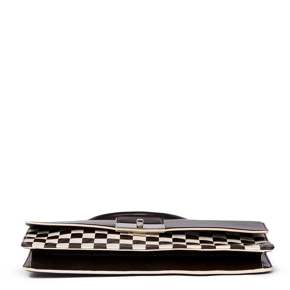Black Louis Vuitton Brown & White Damier Mosaic Calfskin Leather Envelope East West 