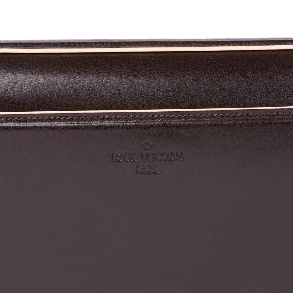 Women's Louis Vuitton Brown & White Damier Mosaic Calfskin Leather Envelope East West