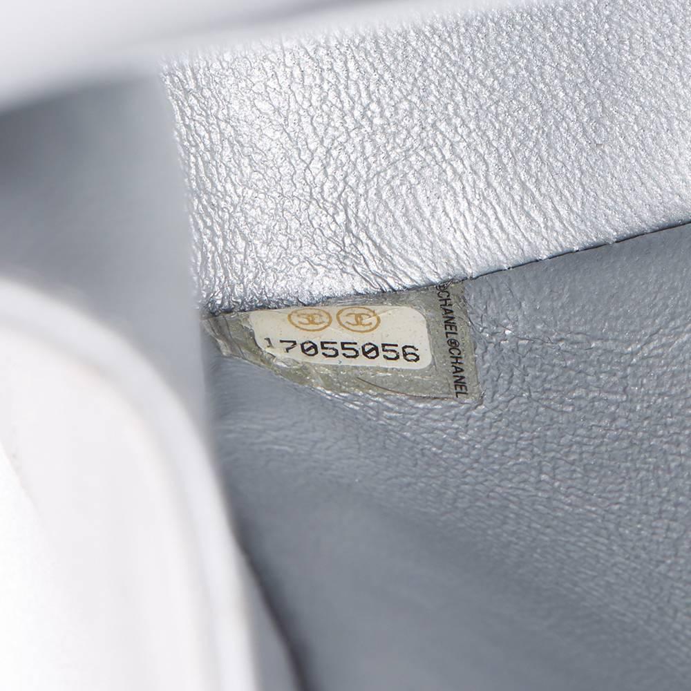 Women's Chanel Silver Metallic Quilted Lambskin Jumbo Classic Double Flap Bag