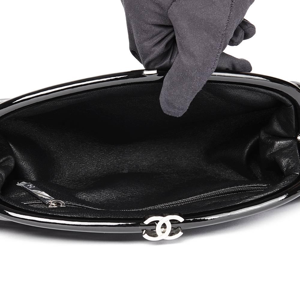 Chanel Black Patent Timeless leather Clutch 4