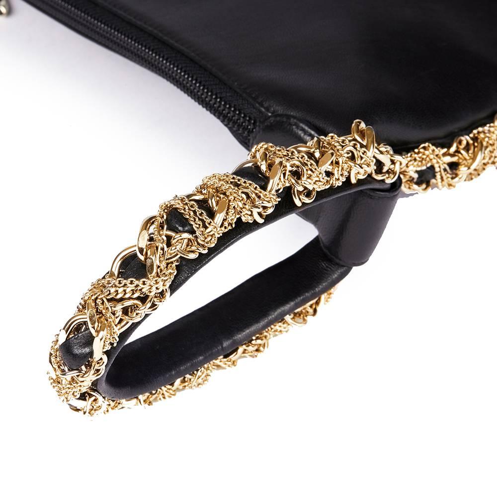 Women's 2013 Chanel Black Lambskin Chain Around Timeless Wristlet 