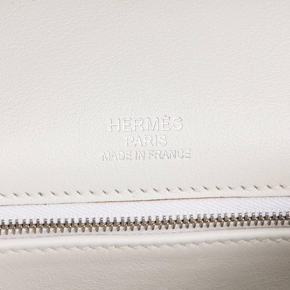 Hermes White & Gris Perle Swift Leather Ghillie Kelly 35cm Retourne  1